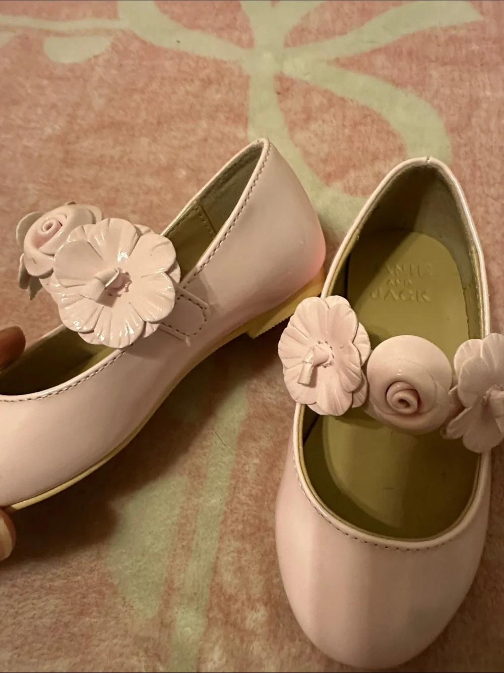 Janie and Jack Pale Pink Floral Strap Mary Jane Shoes